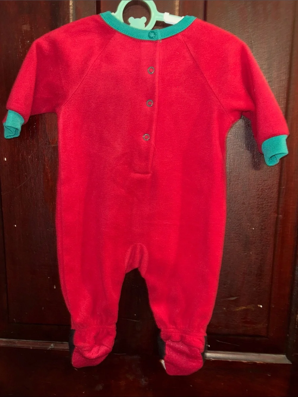 Disney Red '1st Christmas' Mickey & Minnie Footed One-Piece